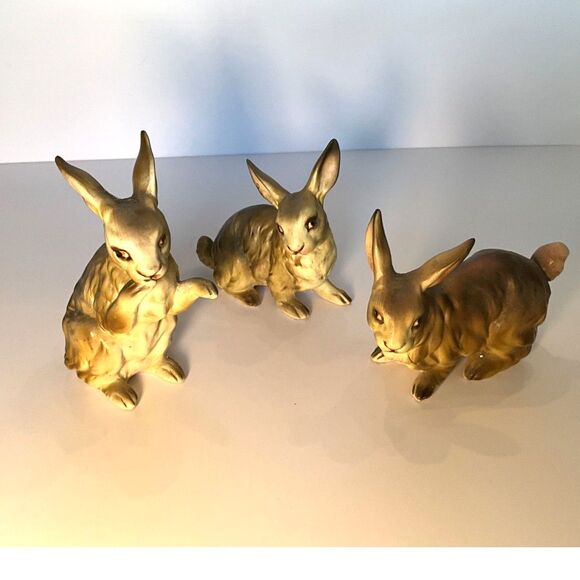 3 vintage Ucagco porcelain rabbits, bunnies so cute must see - Picture 2 of 9